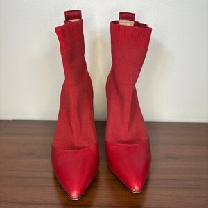 Michael Kors Vicky Red Knit Logo Sock heel